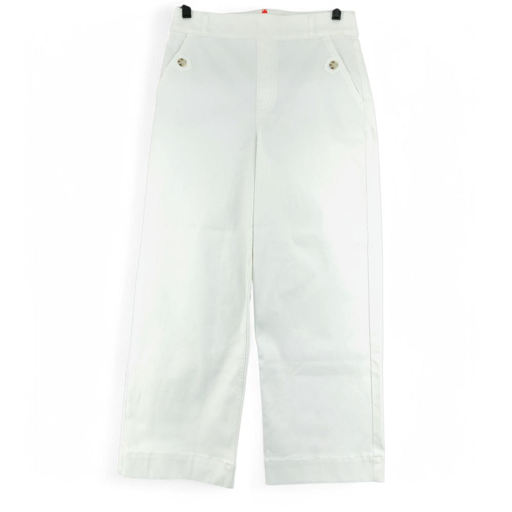 Spanx Womens Size M Pants Twill Pull On Cropped Comfort Stretch Bright White